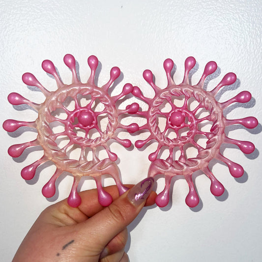 PINK PEARLESCENT SPIRAL EARRING SET