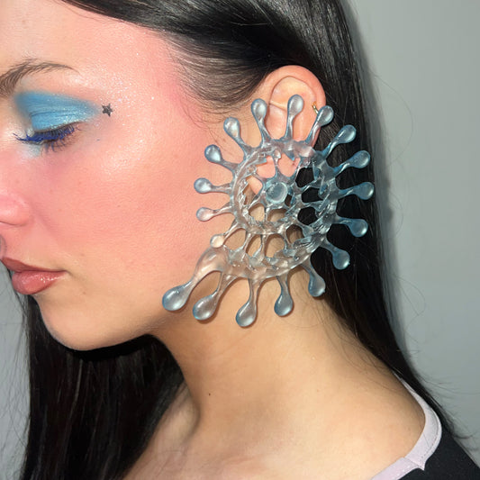 BLUE SPIRAL CLEAR EARRING SET