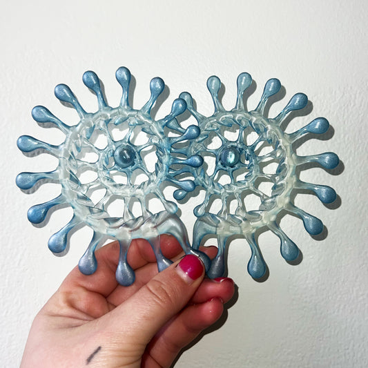 BLUE SPIRAL CLEAR EARRING SET