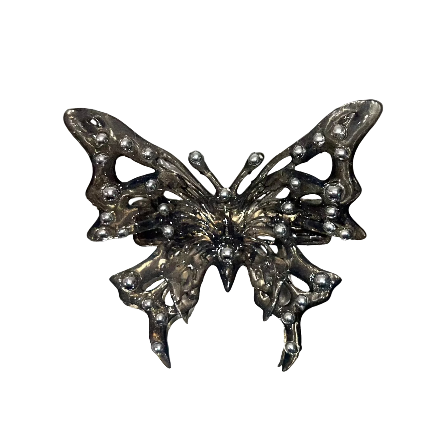 CLEAR BLACK BUTTERFLY BARRETTE