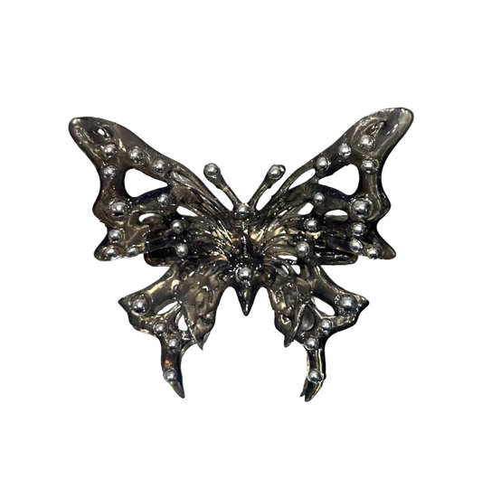 CLEAR BLACK BUTTERFLY BARRETTE