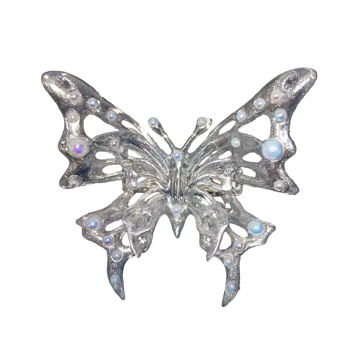 SILVER BUTTERFLY BARRETTE
