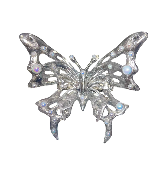 SILVER BUTTERFLY BARRETTE