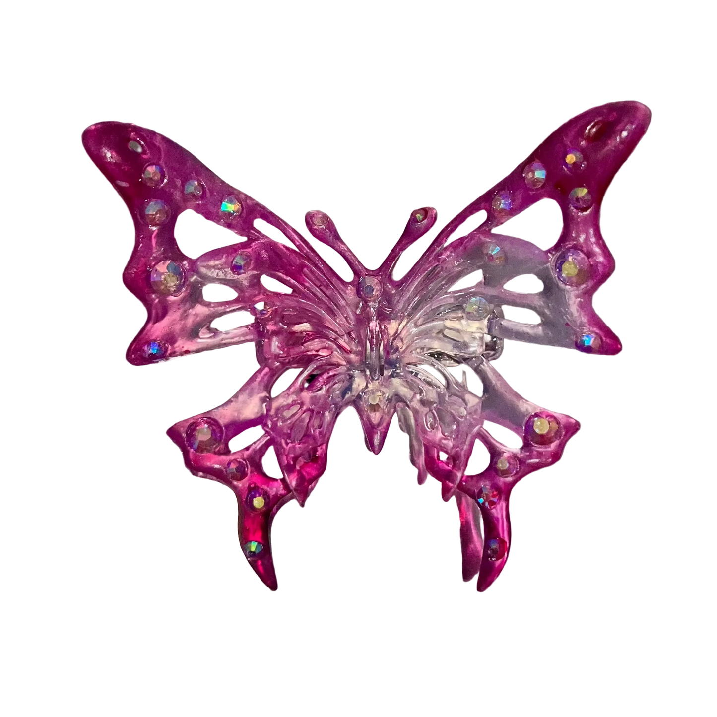 PINK CLEAR BUTTERFLY BARRETTE