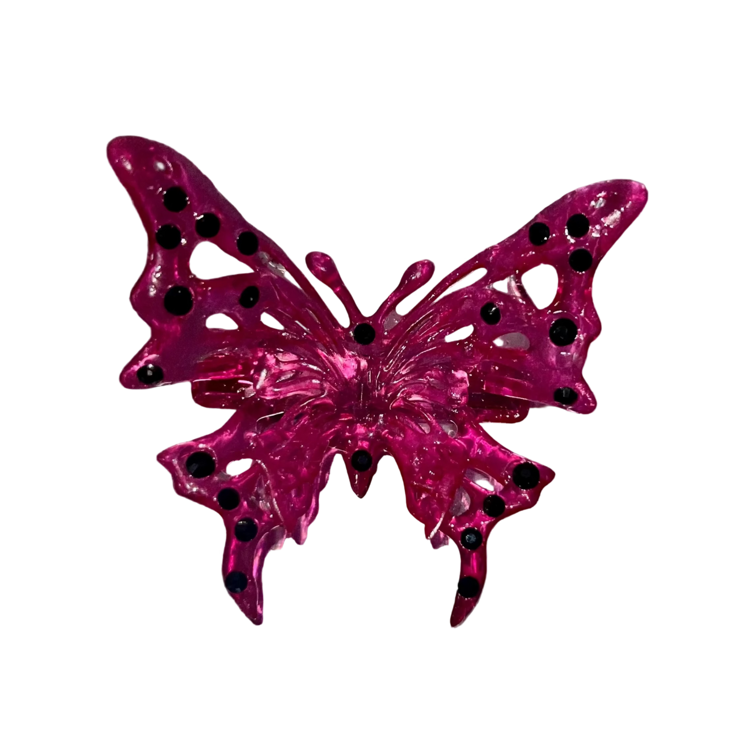 PINK CLEAR BUTTERFLY BARRETTE
