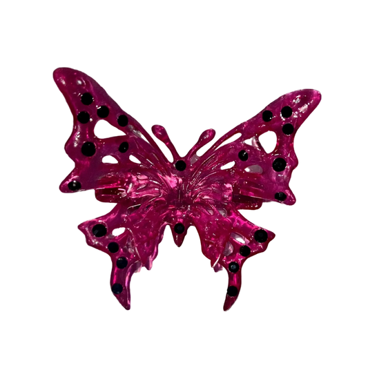 PINK CLEAR BUTTERFLY BARRETTE