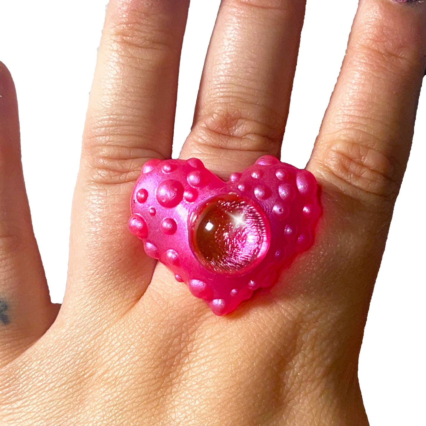 BUBBLE HEART RING PINK