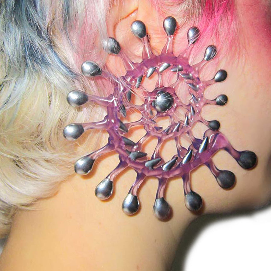 CHROME SPIRAL EARRING SET