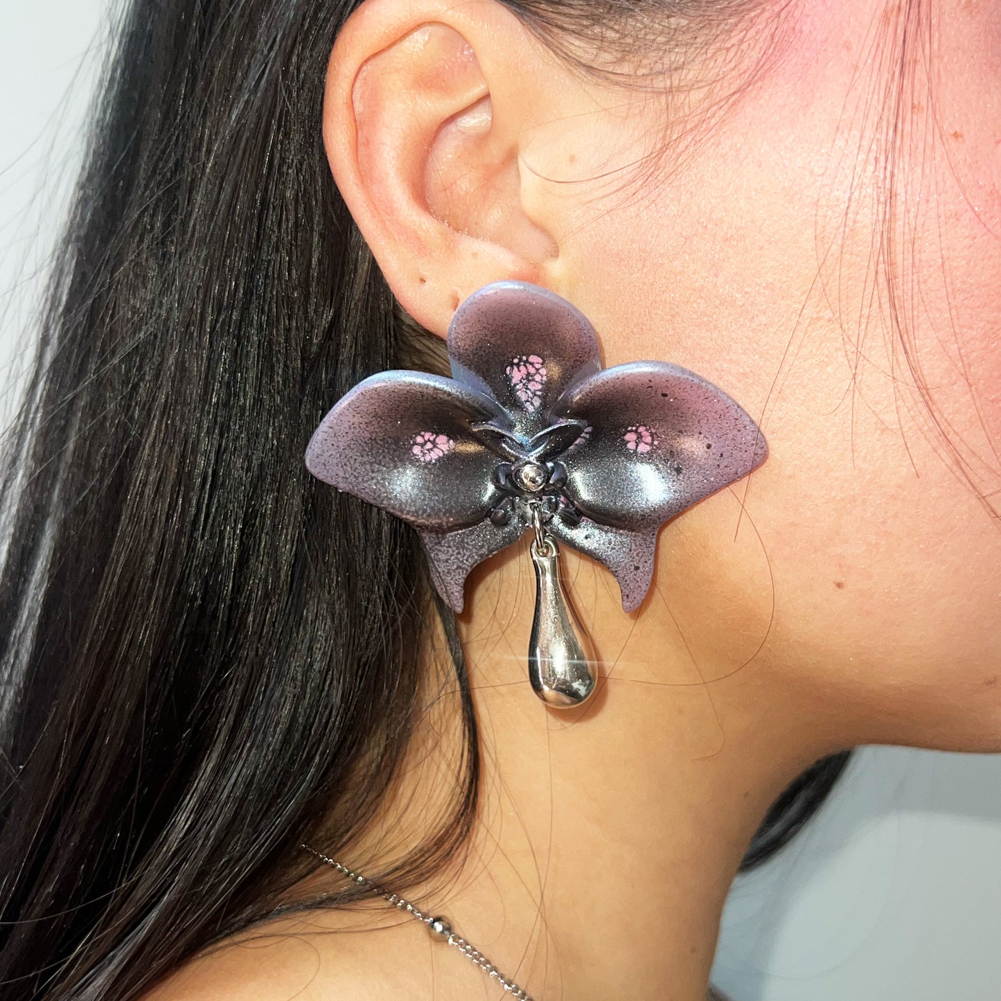 TEARDROP ORCHID EARRING SET